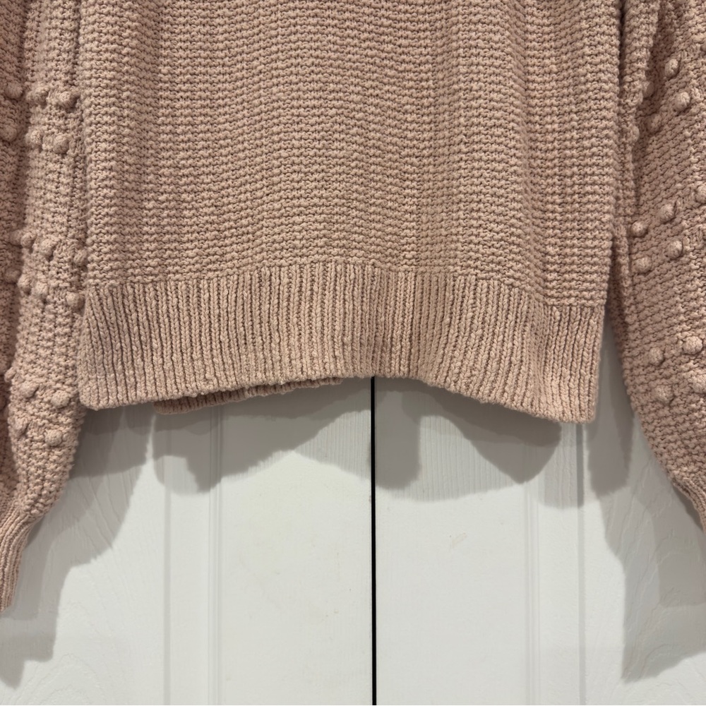 Madewell Knit Balloon Sleeve Sweater Pink Bobble Pom Popcorn Sleeve Size XS - Picture 7 of 14